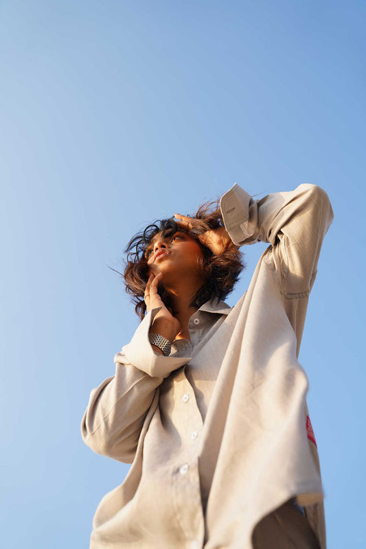 Oversized Linen Blouse - Concrete Grey