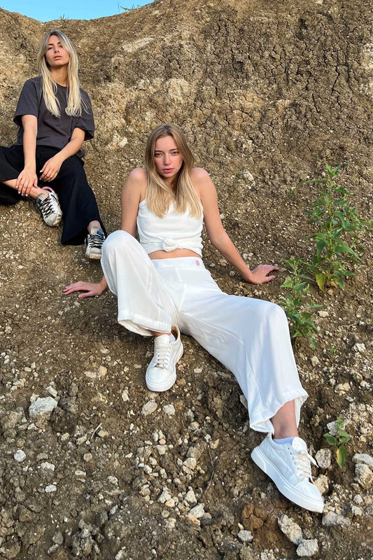 Classic High-waist Crêpe Pants - Snow White